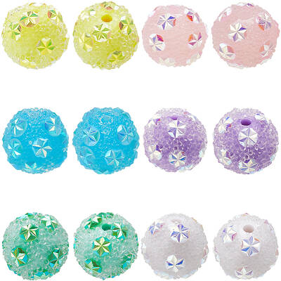 24Pcs 6 Colors Resin Sugar Bubblegum Beads