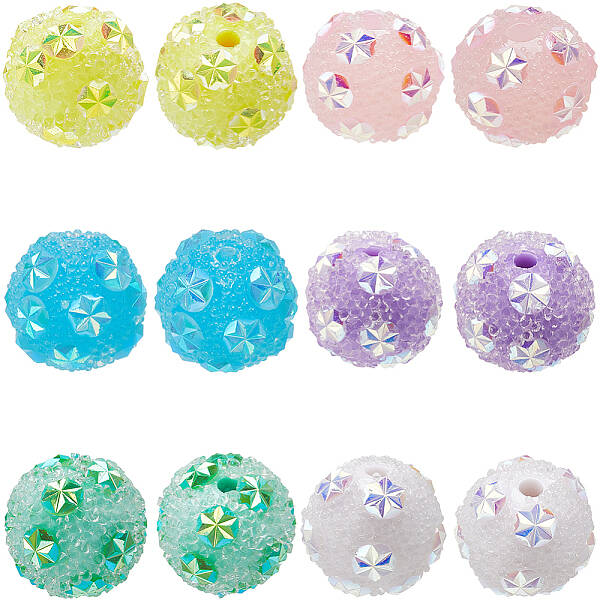 24Pcs 6 Colors Resin Sugar Bubblegum Beads