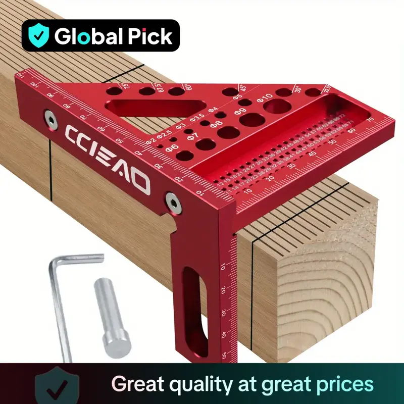 3D Multi-angle Carpenter Square Scriber, Drawing Line Ruler, High Precision Woodworking Square Protractor for Carpenters, Con...