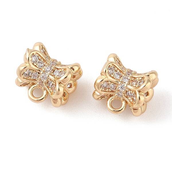 Brass Pave Clear Cubic Zirconia Beads