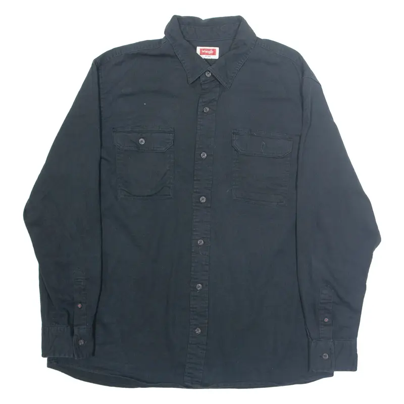 WRANGLER Mens Plain Shirt Black Long Sleeve XL