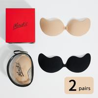 Minikit【2 pairs】sticky bra,Invisible push up Adhesive V-bra Minimalist Womenswear Comfort Basic Skin+Skin straplessbra wi...