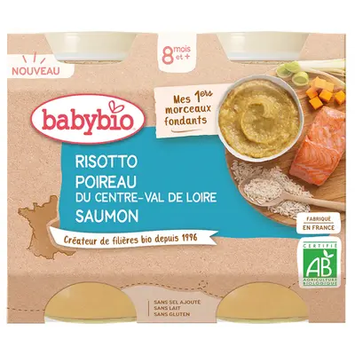 Babybio Risotto 8 Months and + Leek Salmon 2 x 200g