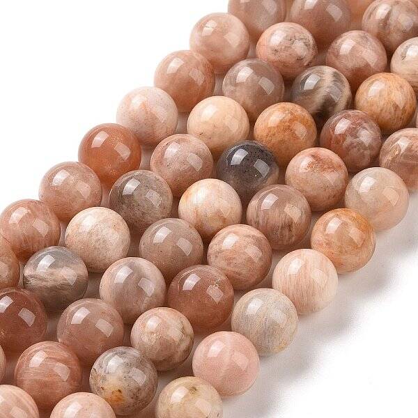 Round Natural Multi-Moonstone Beads Strands