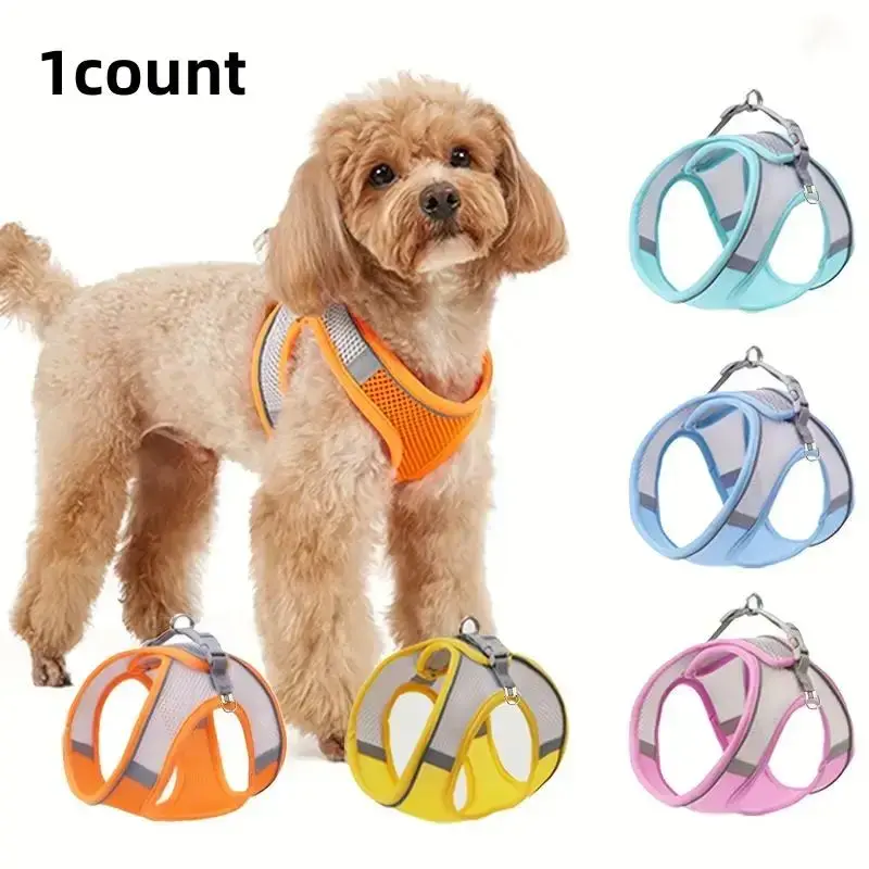 Comfortable & Safe Pet Vest with Reflective Strip, 1 Count Soft Mesh Pet Harness with Leash, Pet Supplies for Small Dogs & Ca...