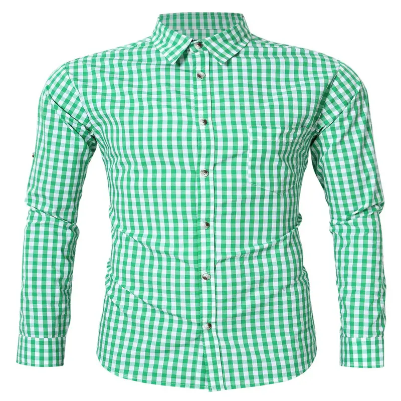 Garvee Men's German Bavarian Oktoberfest Stylish Long Sleeve Slim Fit Shirt XX-Large Green