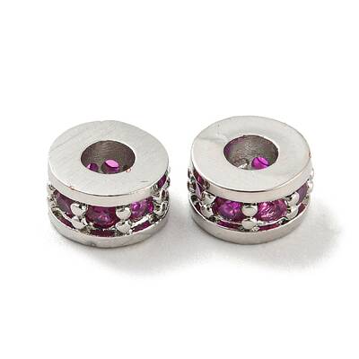 Rack Plating Brass Micro Pave Cubic Zirconia Beads