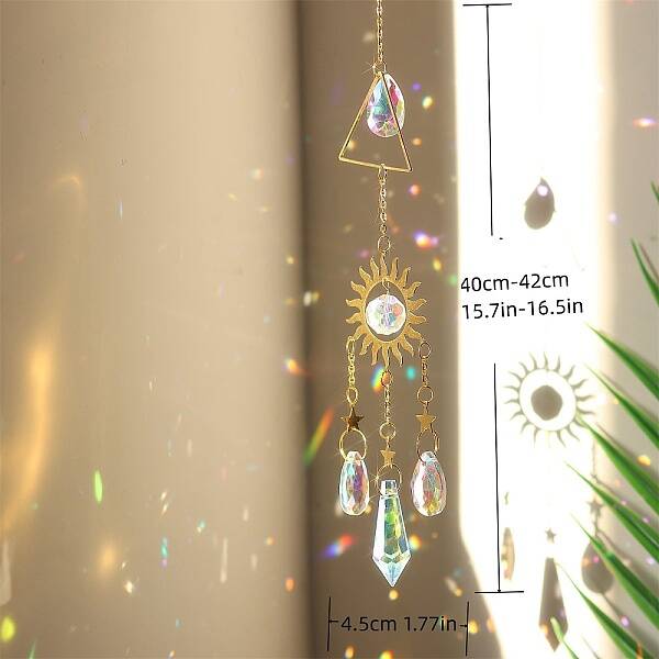 Crystal Glass & Brass & Iron Sun Catcher Pendant