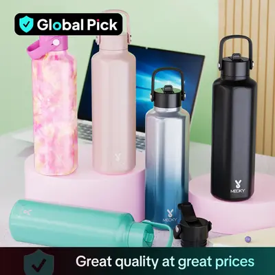 【Meoky】stainless Steel Vacuum Flask, 1 Count Double Lid Hexagonal Insulated Water Bottle with Silicone Handle, Travel Acc...