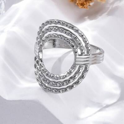 Oval 304 Stainless Steel Open Cuff Rings for Women