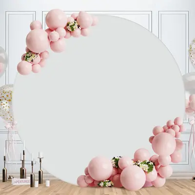 Aperturee Simple White Happy Birthday Round Backdrop For Party