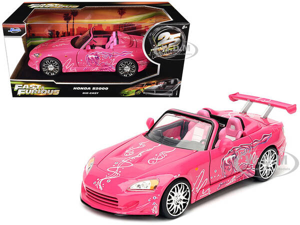 Suki's 2001 Honda S2000 Convertible Pink with Graphics 25 Years of Fast & Furious 2 Fast 2 Furious (2003) Movie 1/24 Diec...