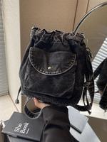 Women's Denim-effect Washed Crossbody Bag, Fashionable Pocket Design Shoulder Bag for Daily Used, Casual Trendy Versatile Hig...