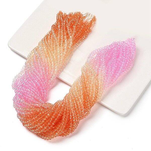 Transparent Painted Glass Beads Strands