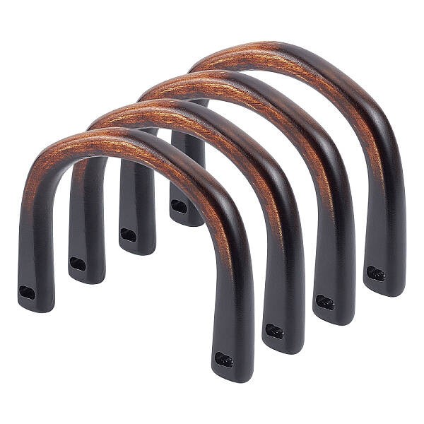 4 Pack U-Shaped Wood Bag Handles Wooden U Shaped Handles Replacement for Handmade Bag Handbags Purse Handles