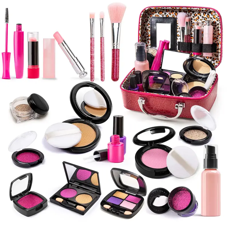 Simulated Makeup Kit for Girls, Play Makeup Set for Kids - Includes Cosmetic Bag for Birthdays and Christmas, Imaginary Makeu...