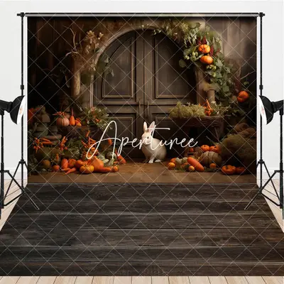 Aperturee Vintage Door Bunny Carrot Easter Combo Set Backdrop, 7 x 5 ft / 7 x 5 ft, 97.4 USD, combo set backdrops, AH0F799-D,...