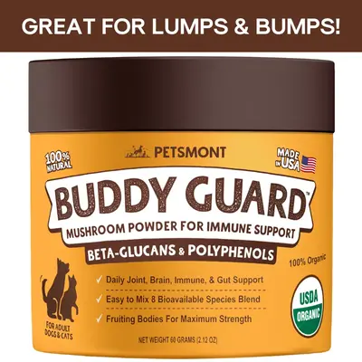 Petsmont Buddy Guard for Lumps and Bumps, Lipoma for Dogs & Cats with Organic 8 Mushroom Powder Blend Natural Dog Probiotic &...