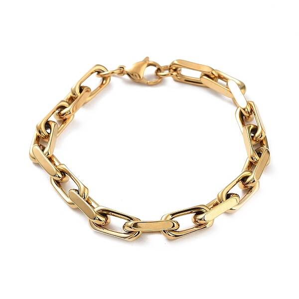 Ion Plating(IP) 304 Stainless Steel Paperclip Chains Bracelets