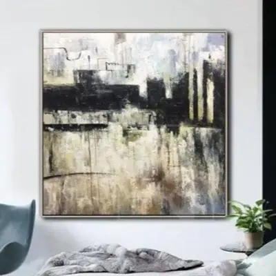 Original Abstract Art Black And White Contemporary Art Painting Acrylic On Canvas | SEAPORT