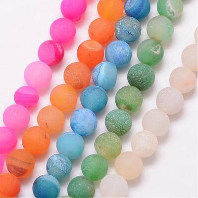 Natural Druzy Geode Agate Bead Strands
