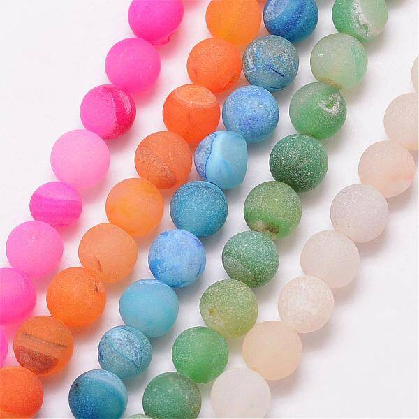 Natural Druzy Geode Agate Bead Strands