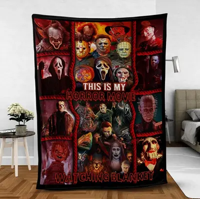 Horror Movie Flannel Throw Blanket, Scary Movie Blanket, X-mas Blankets,Saw,It blankets blanket