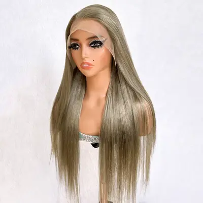 Brown Grey Wig 13x4 HD Lace Straight Human Hair Wig