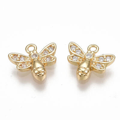 Brass Micro Pave Cubic Zirconia Charms
