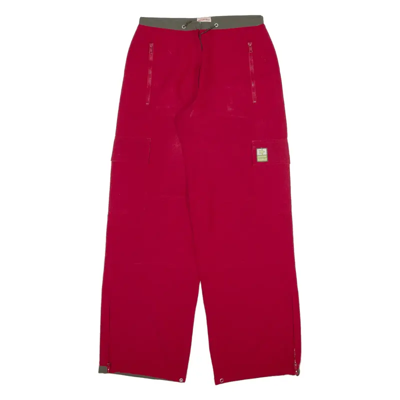 SUPERGIRLS Cargo Womens Trousers Red Relaxed Straight W26 L30