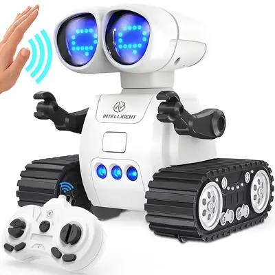 Mini Remote Control Robots Toy, USB Rechargeable Movable Robot Toy with LED Eyes & Music, Robot Toy for Kids, Birthday Gift f...