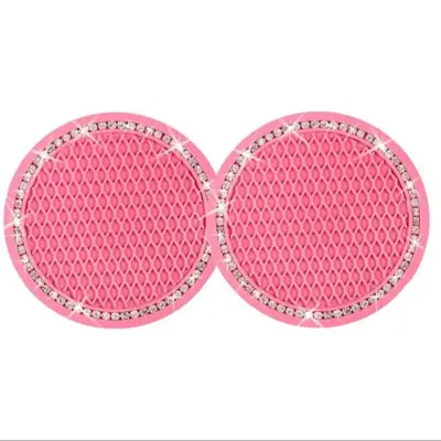 Rhinestone Decor Car Cup Coaster, Silicone Anti-slip Car Cup Holder Coaster, Universal Vehicle Interior Accessories for Women...