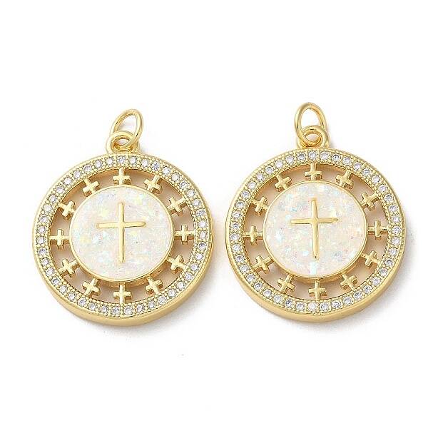 Brass Micro Pave Clear Cubic Zirconia Pendants