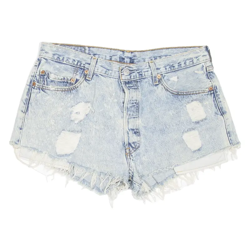 LEVI'S 501 Cut-Off Distressed Womens Denim Shorts Blue 90s L W36