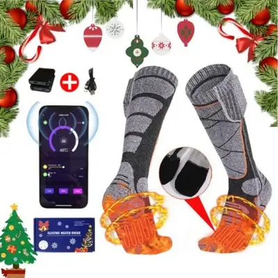 USB Rechargeable Heating Socks, Smart Constant Temperature Heating Socks, Outdoor Cycling Skiing Electric Warm Socks, Christm...