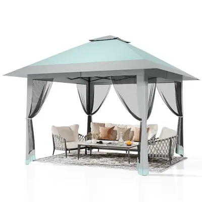 Garvee 13'x13' Quick-Setup Pop-Up Canopy Tent with Mosquito Netting Foldable Shelter for Backyards, Parties, Camping & Commer...