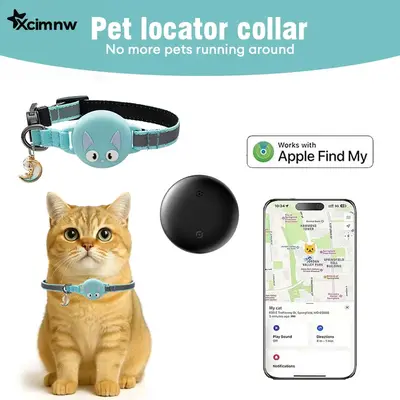 Xcimnw-Cat Dog Collar with GPS Tracker, Waterproof Cat Dog Collar with Luminous & Reflective Fish Pattern, Lightweight Kitten...