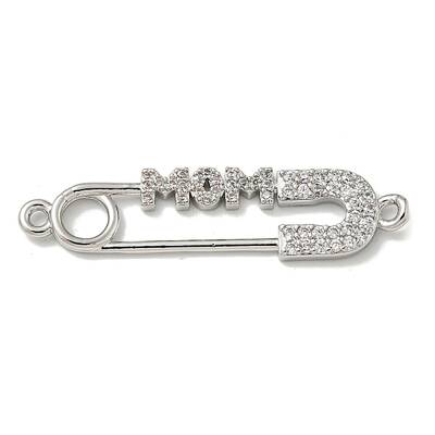 Mother's Day Brass Micro Pave Clear Cubic Zirconia Connector Charms