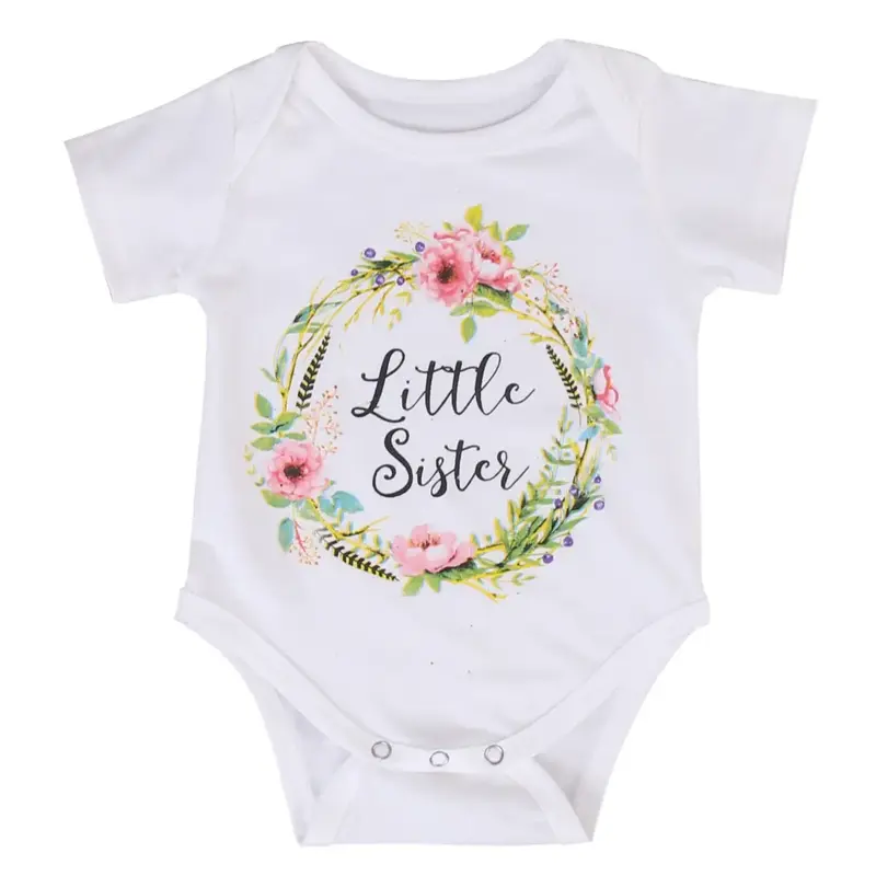 Big Sister Little Sister Matching Shirts Newborn Toddler Floral Short Sleeve Bodysuit T-Shirt Summer Matching Outfits