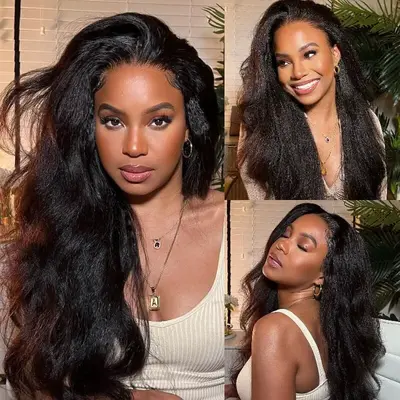 360 Lace Front Kinky Straight Human Hair Wigs For Women