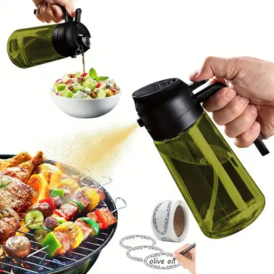 16 oz Olive Oil Sprayer and Dispenser - BPA Free Dark Glass Mister with Pouring Function - Kitchen Utensil for Cooking and Gr...