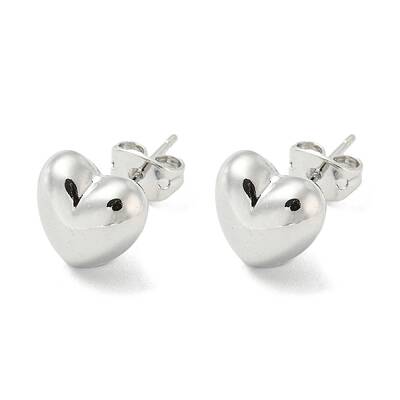 Heart Rack Plating Brass Stud Earrings