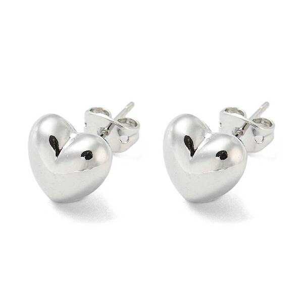 Heart Rack Plating Brass Stud Earrings