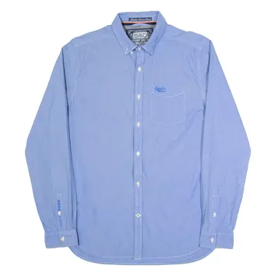 SUPERDRY London Mens Plain Shirt Blue Long Sleeve M