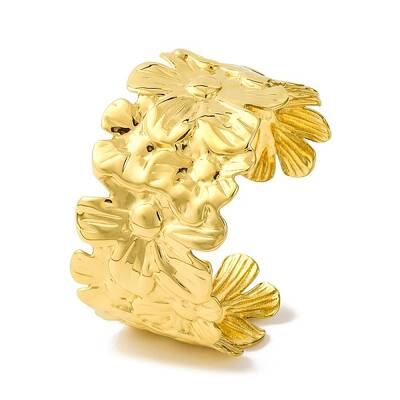 Ion Plating(IP) Flower 304 Stainless Steel Bangles for Women