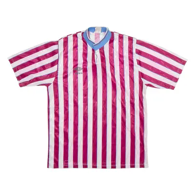 UMBRO 80s Football Jersey Template Mens T-Shirt Pink Collared M