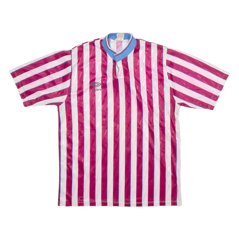 UMBRO 80s Football Jersey Template Mens T-Shirt Pink Collared M