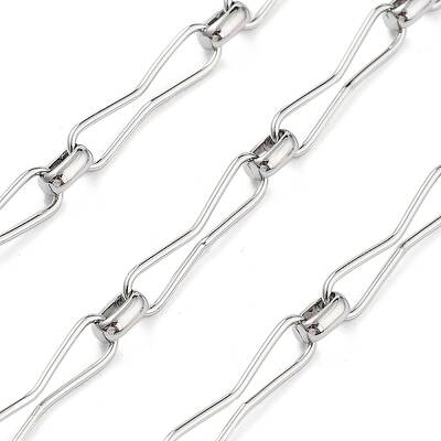 Rack Plating Brass Hour-glass Shaped Link Chains