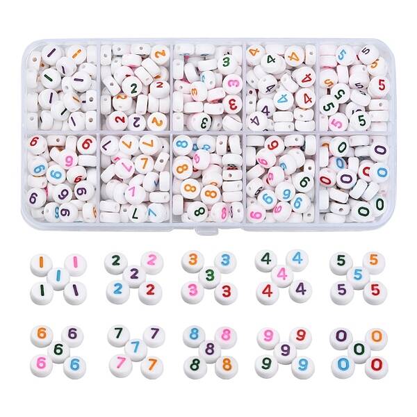600Pcs 10 Style White Opaque Acrylic Beads