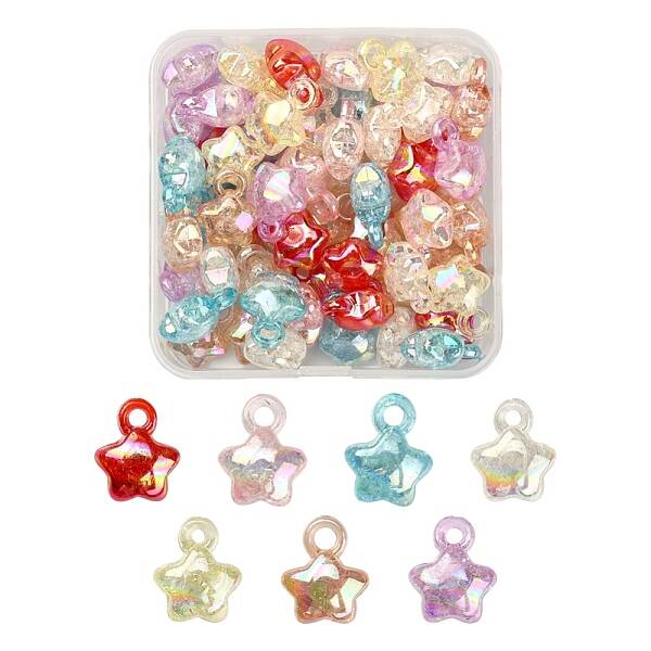 70Pcs 7 Colors Transparent Crackle Acrylic Pendants Set
